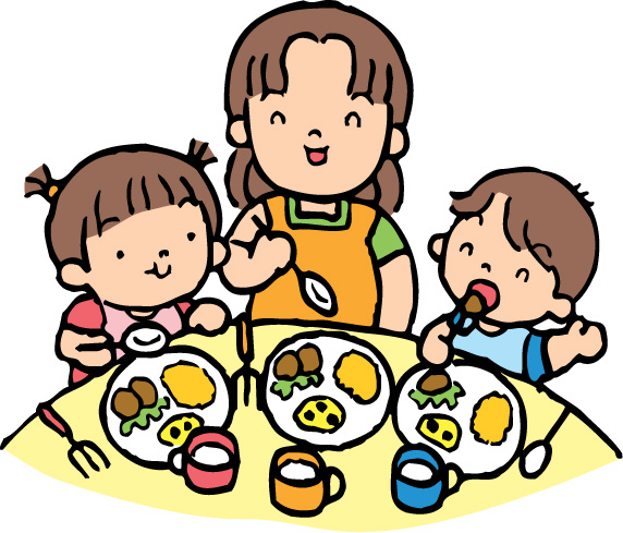 親子が食事をするイラスト 親子が食事をするイラスト