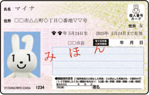 マイナンバーカードみほん画像 マイナンバーカードみほん画像