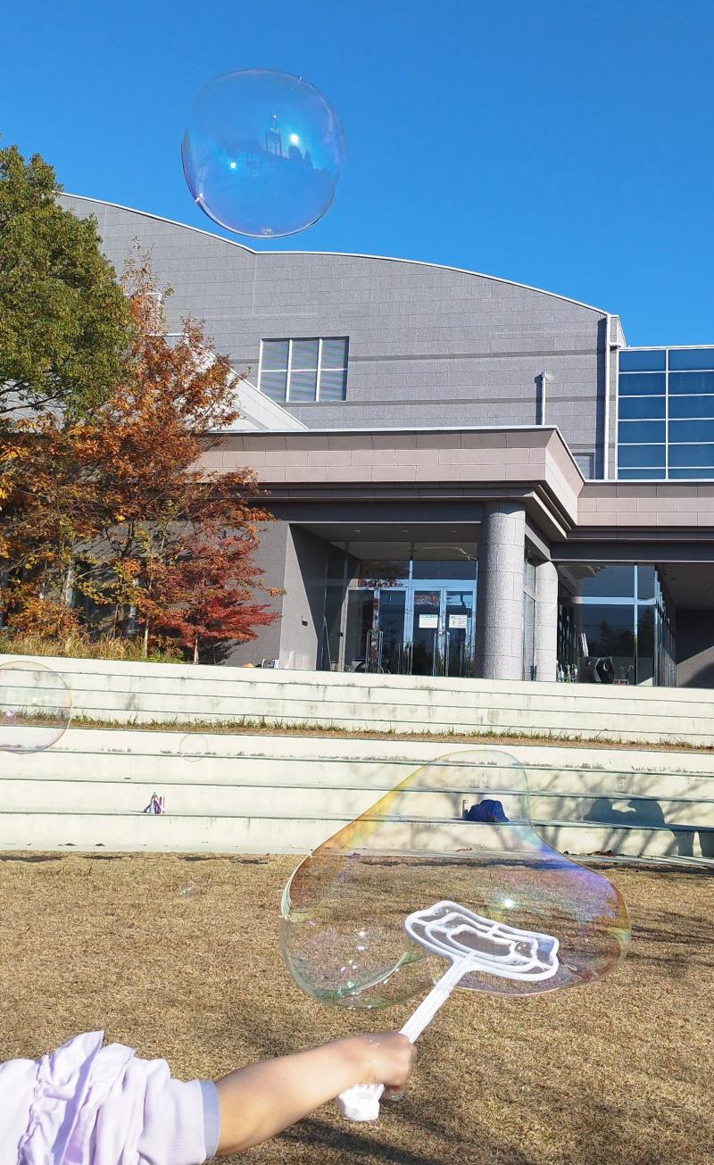 シャボン玉を飛ばしている様子 シャボン玉を飛ばしている様子
