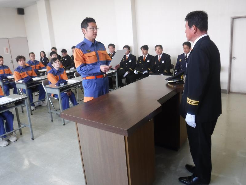 代表して松本祐樹さん(第7分団)が消防団員としての決意を宣誓